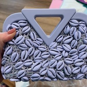 NWT Bottega Veneta Point small leather-trimmed shell-embellished crocheted tote